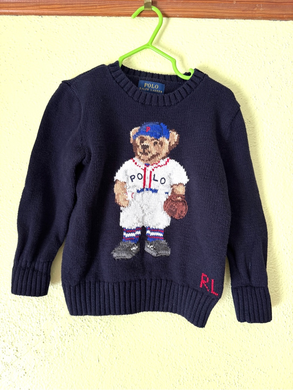 Polo Bear Cotton Sweater in Navy by Ralph Lauren